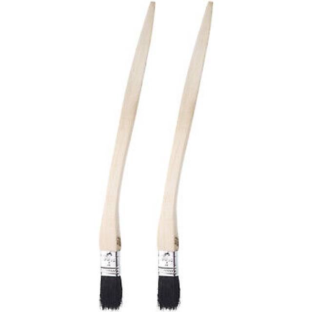 2pcs Bent Radiator Paint Brush 1 Width Long Wood Handle Paint Bristle Brushes