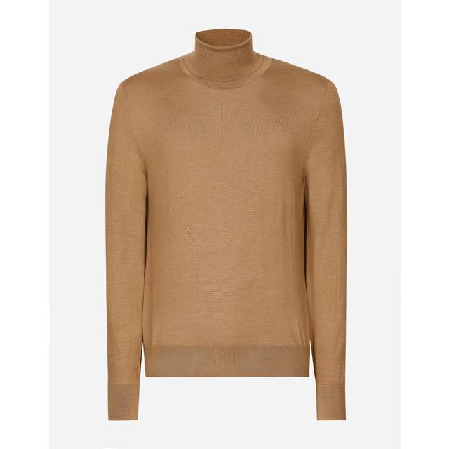 Dolce & Gabbana Cashmere And Silk Turtle-neck Sweater - Man Sweaters And Cardigans Beige 46