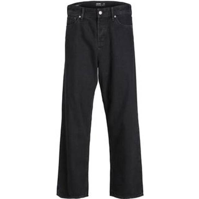Jack & Jones – Alex – Svarta, styva jeans med baggy passform-Svart/a