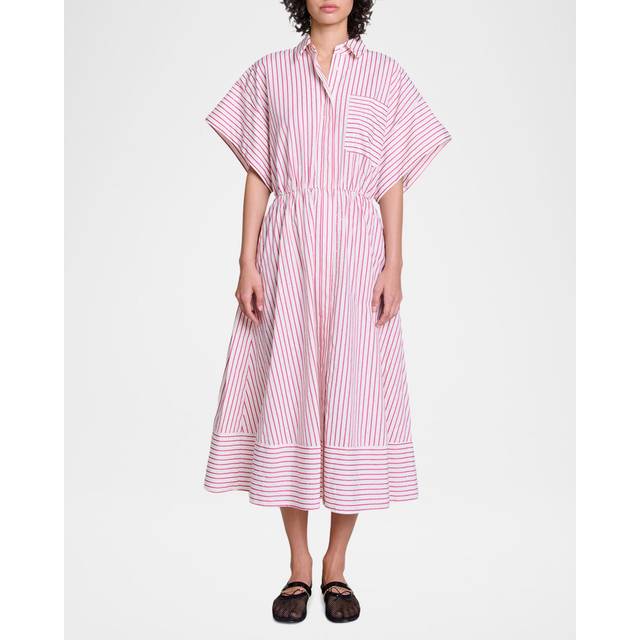 Robe Longue À Rayures Et Strass - Rouge - Maje -  Tissu principal: 49% polyester, 45% coton, 6% viscose - Prêt-à-porter > Robes > Robes longues