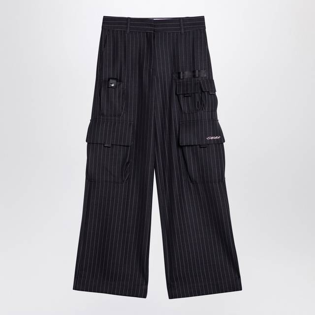 Off-White Gray Pinstripe Toybox Cargo Pants - Forged Iron - IT 40