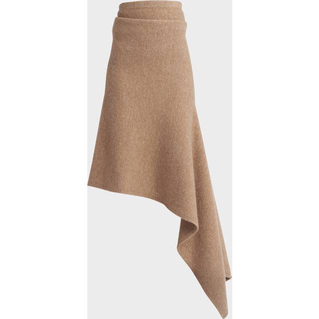 Ferragamo Women Asymmetric alpaca and silk blend skirt Beige