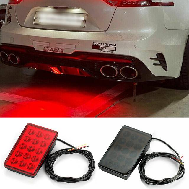 (Black) Car LED 3rd Brake Light F1 Style 15 LED Rear 3rd Third Strobe Flashing