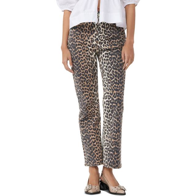 GANNI Brown Leopard Betzy Cropped Jeans - 943 Leopard - WAIST US 24