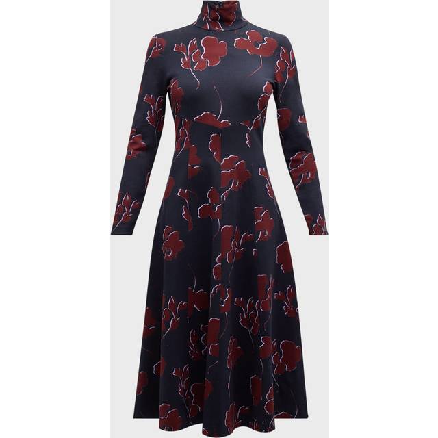 Thea Long-Sleeve Floral Turtleneck Midi Dress - DARK NAVY/ MULBERRY  MULTI - XX-Small