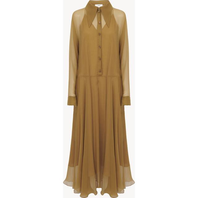 CHLOÉ Fluid long shirt dress in silk mousseline Green Size 6 100% Silk, Pinctada Maxima, farmed, COO Australia