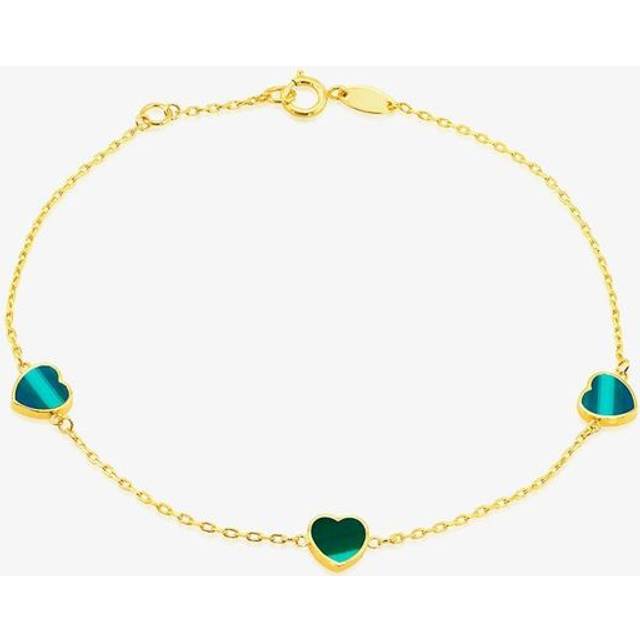 9ct Yellow Gold Malachite Heart Bracelet 1.29.1652