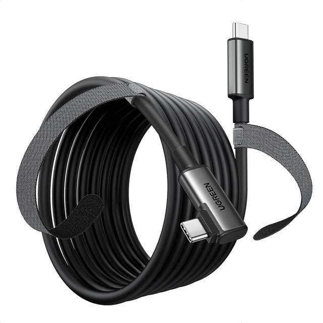 UGREEN USB-C till USB-C-kabel, vinklad höger, 5m - Svart