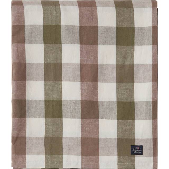 Lexington Checked Linen/Cotton Dug Grøn, Brun (250x150cm)