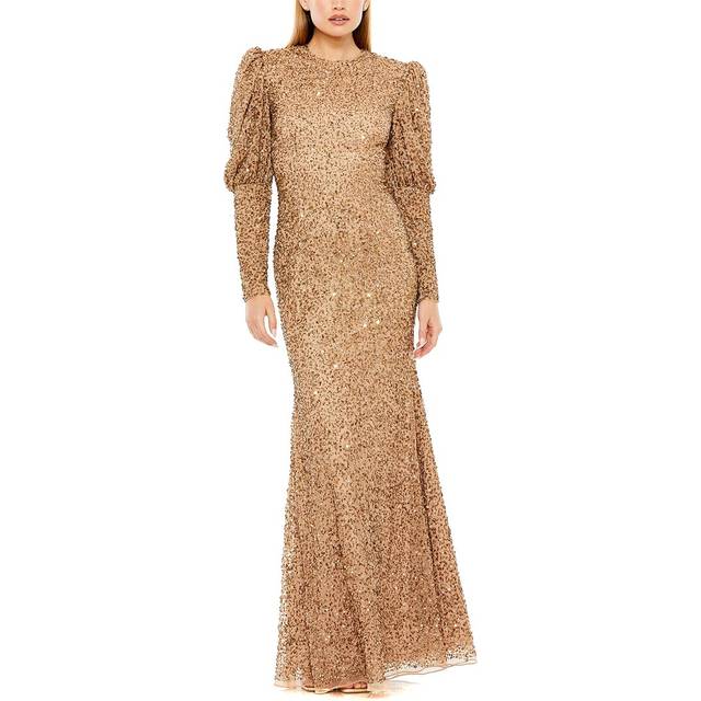 Mac Duggal Puff Sleeve Beaded Gown