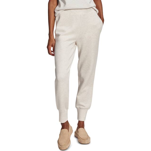 Varley Womens Ivory Marl the Slim Cuff 25 Relaxed-fit Mid-rise Stretch-jersey Jogging Bottoms S