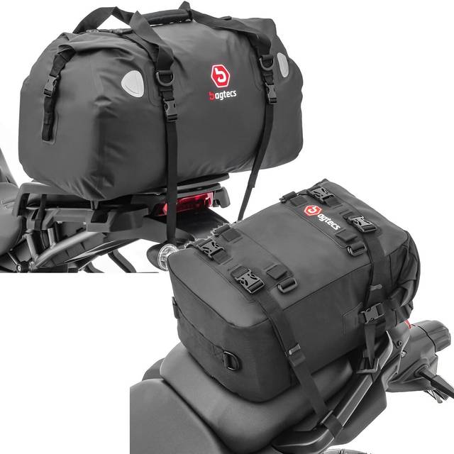 Set: Motorrad Hecktasche Drybag XF60 Wasserdicht Volumen 60l Bagtecs mit Motorrad Hecktasche KH2 Rucksack 20 Liter sw