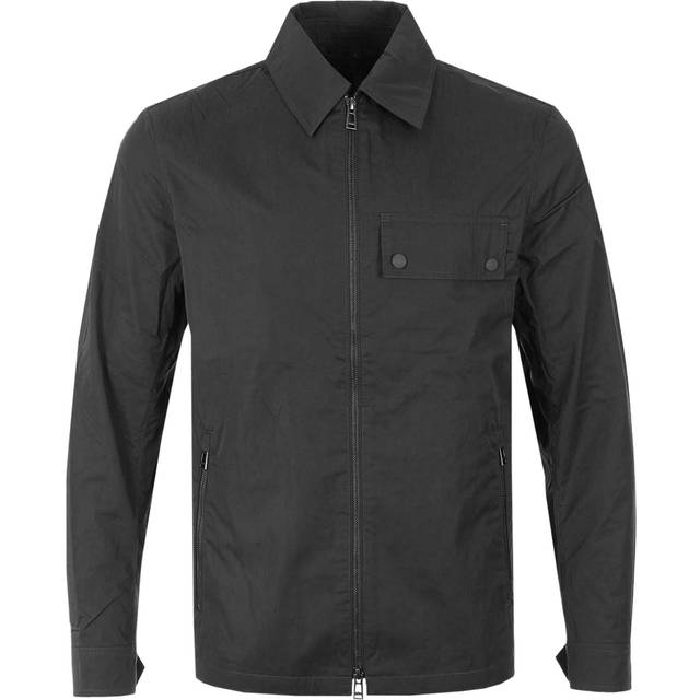 Belstaff Mens Black Depot Brand-patch Regular-fit Cotton-blend Jacket Xl - BLACK