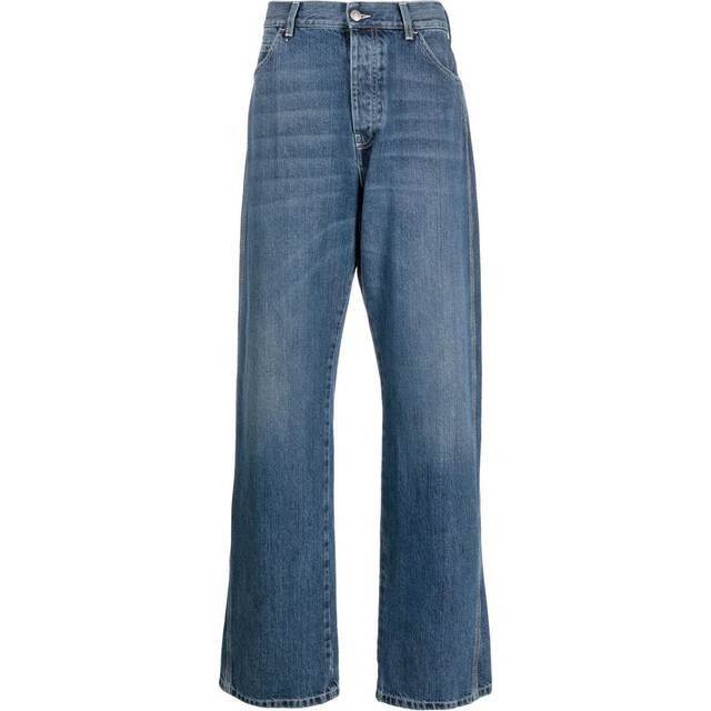 Alexander McQueen, Straight Jeans, male, Blue, L, Blue Wide-Leg Panelled Jeans