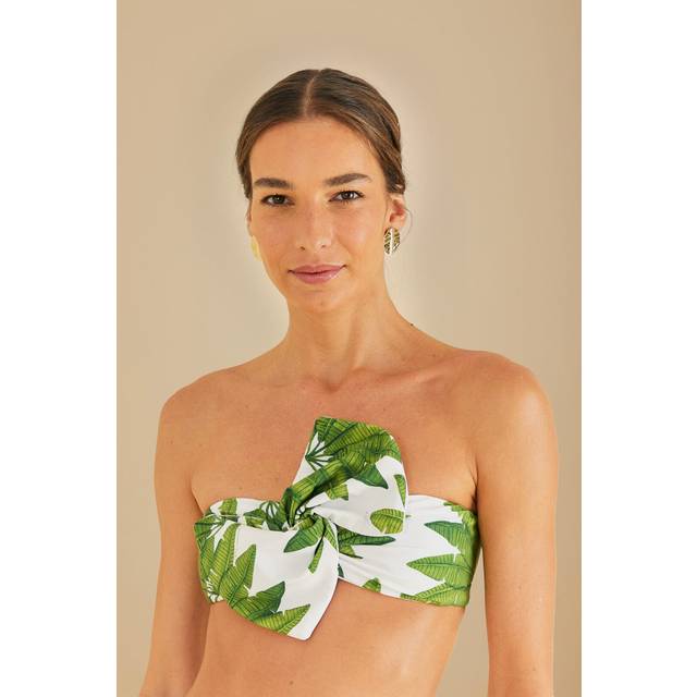 Off-White Palm Fan Bandeau Bikini Top, PALM FAN OFF-WHITE / XS