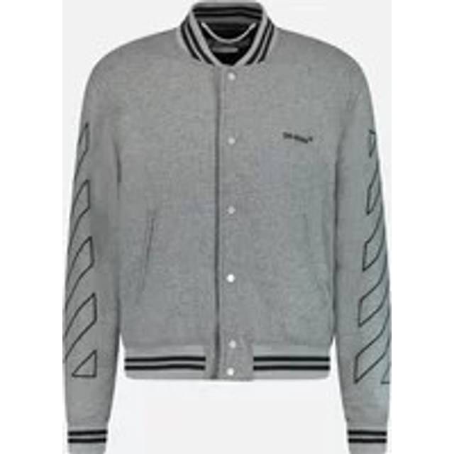 Off-White Mens Diag Outline Grey Varsity Jacket - Size Large