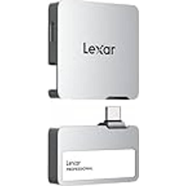 Lexar Professional Go bärbar SSD med HUB 2 TB, ultrakompakt, stöder Apple ProRes, upp till 1 050 MB/s läsning och 1 000 MB/s skrivande, USB 3.2 Gen 2, IP65 damm- och vattentålig, för iPhone 15/16,
