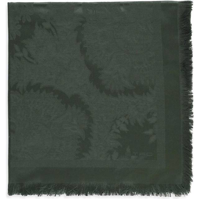 Etro, Accessoarer, Dam, ONE Size, Grön Ull-Siden Sjal med Mikrofransar - green (ONE SIZE)