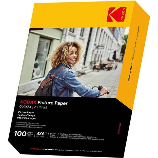 KODAK - 100 ark fotopapper, 230 g/m², glänsande, format A6 (10 x 15 cm), bläckstråleutskrift – 9891164 vit