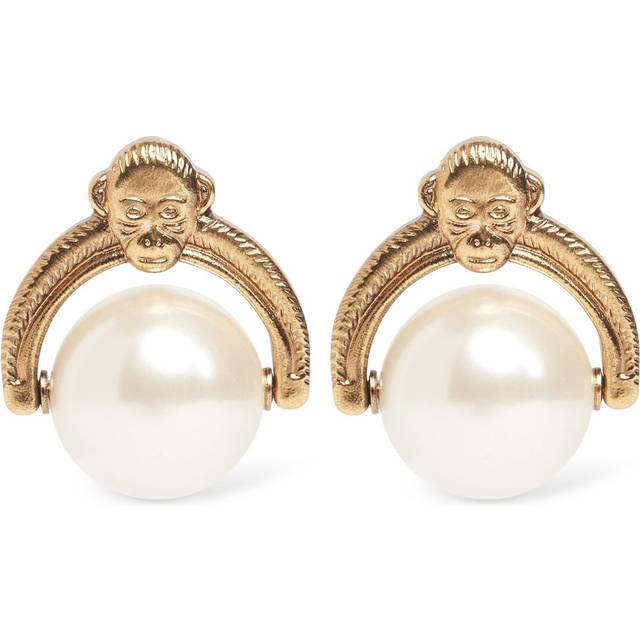 Etro, Boucles D'oreilles Petit Singe Avec Perle, Femme, Blanc - UNI