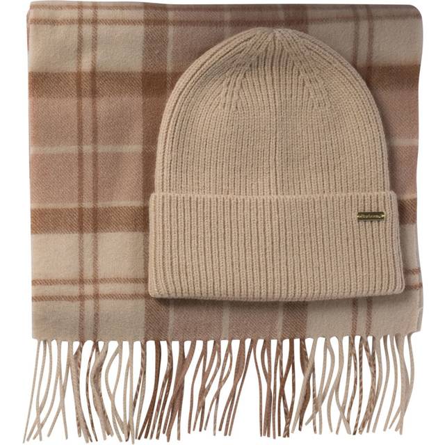 Aubrey Beanie Hat & Scarf Gift Set - Camel - A longstanding brand in the world of British fashion, Barbour continues to champion understated elegance across its ready-to-wear collections and renowned outerwear. Inspired by the outdoors and country life, each given design balances visual aesthetic with welcome practicality.