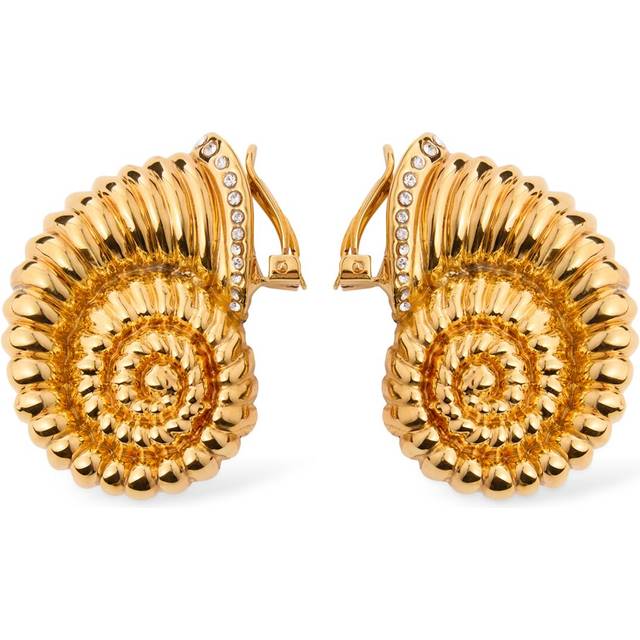 Balmain, Accessoarer, Dam, ONE Size, Snigel mässing och strass örhängen - yellow (ONE SIZE)
