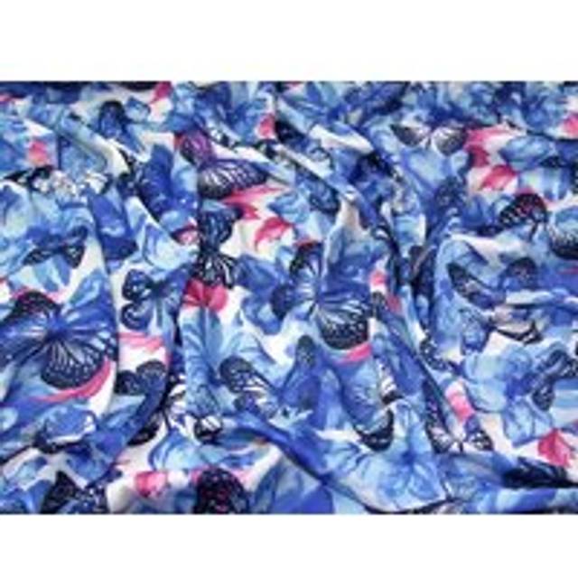Deadstock Crinkle Satin Fabric Blue