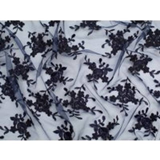 Minerva Core Range Embroidered Tulle Lace Fabric Navy Blue