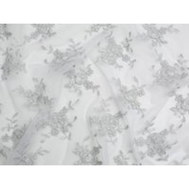 Minerva Core Range Embroidered Tulle Lace Fabric Silver