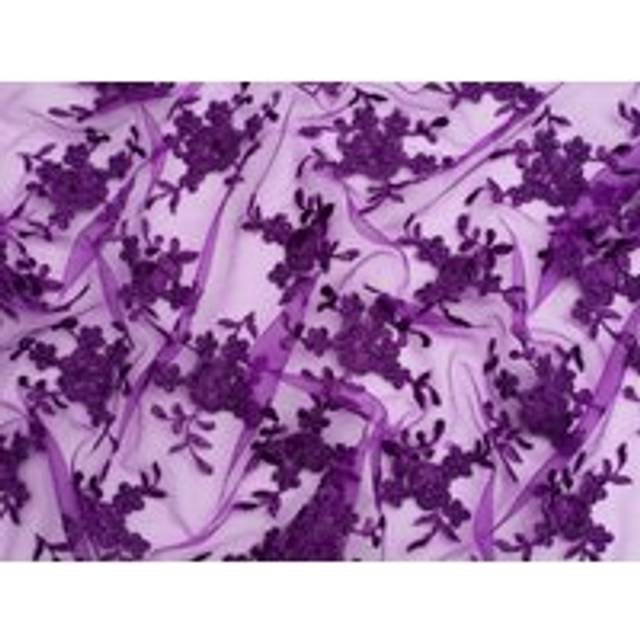 Minerva Core Range Embroidered Tulle Lace Fabric Purple