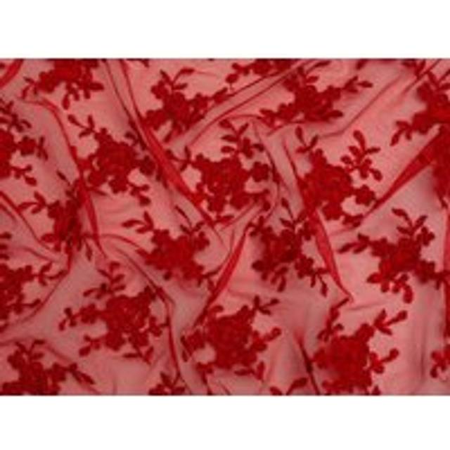 Minerva Core Range Embroidered Tulle Lace Fabric Red