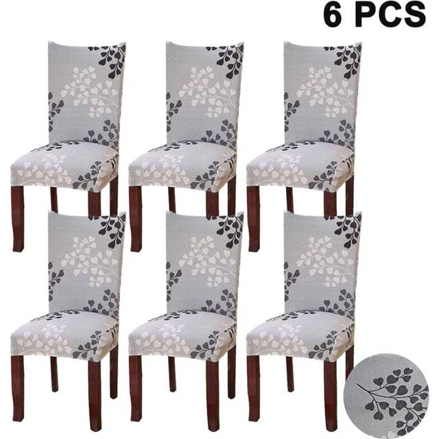 6 PCS Fit Stretch Removable Washable Short Dining Chair Slipcover Seat Slipcover