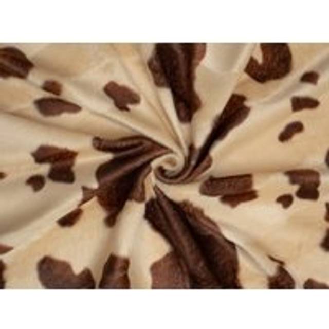 Minerva Core Range Velboa Faux Fur Fabric Brown Cows