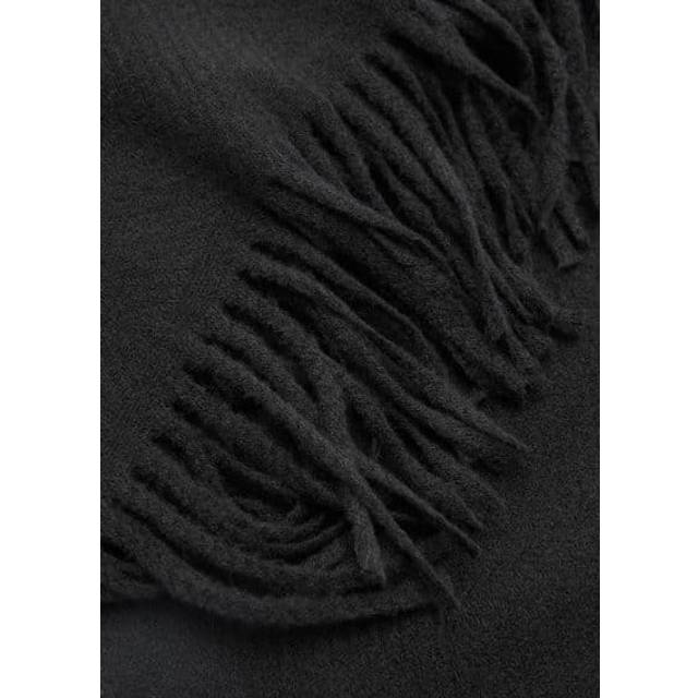 Plain fringed scarf black - Man - One size - MANGO MAN - Black - U