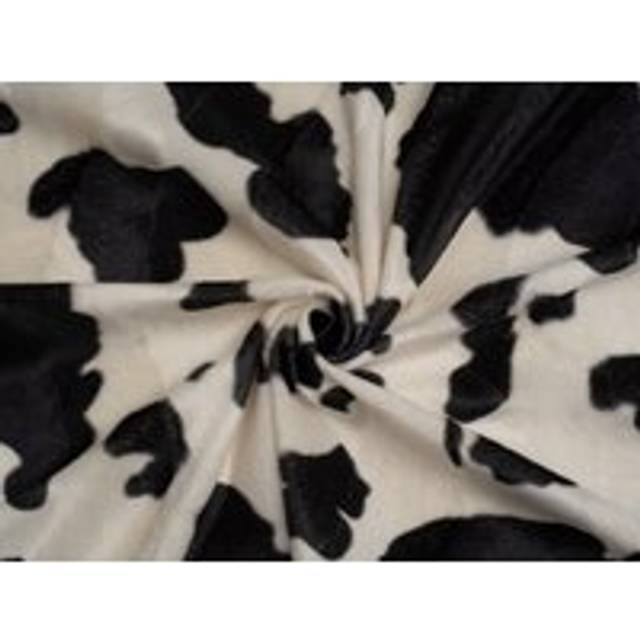 Minerva Core Range Velboa Faux Fur Fabric Black Cows