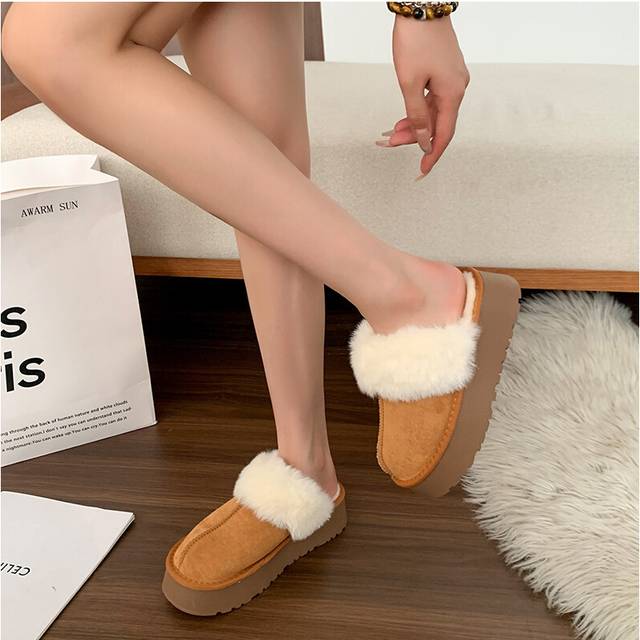 (Camel, 39) Trendy Fuzzy House Slippers For Women Featuring Comfortable Thick Sole Soft Interior For Winter