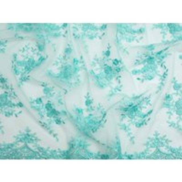 Minerva Core Range Embroidered Tulle Lace Fabric Turquoise