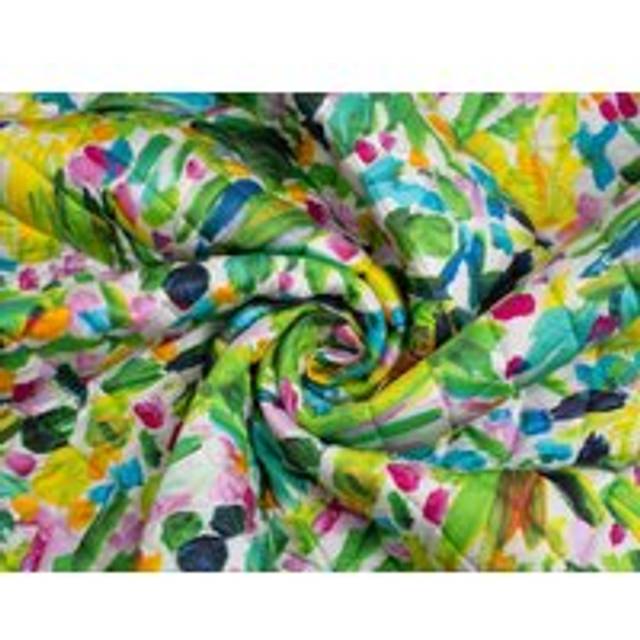 Minerva Exclusive Brushstroke Blooms Pre Quilted Reversible Coating Fabric