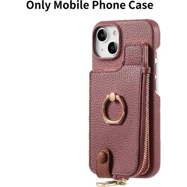 (Date Apricot 16 Plus) Plus For 16 Pro Max Flip Zipper Card Wallet Mobile Phone Case With Ring