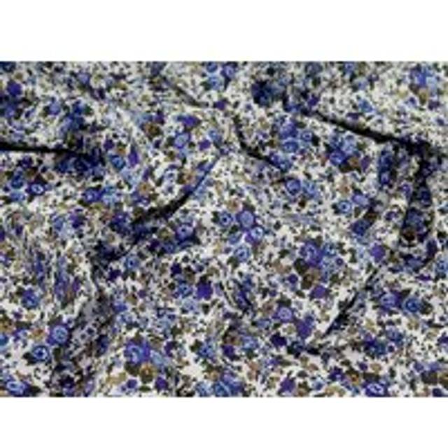 Minerva sea island cotton voile fabric blue on white - per metre