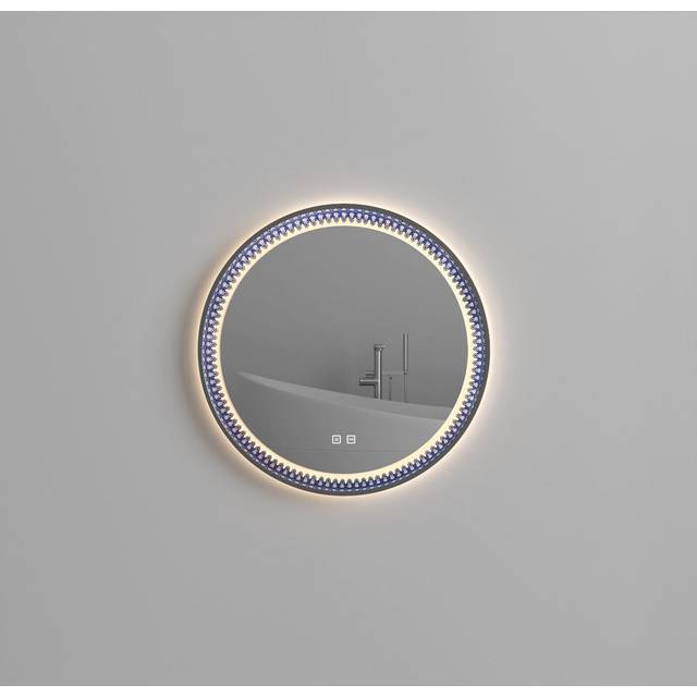 Bathroom mirror led anti fog wall mounted illuminated round patterned 500-600mm