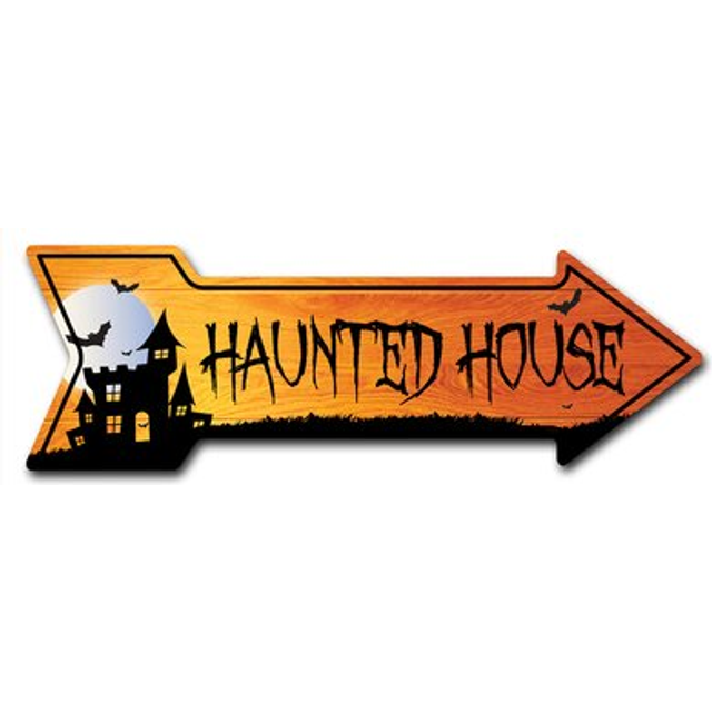 SignMission D-A-999828 6 x 18 in. Indoor & Outdoor Decor Direction Sticker Vinyl Wall Decals - Haunted House - 24 in.