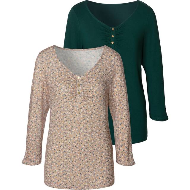 Vivance Pack of 2 Three-Quarter Sleeve Tops - Multi