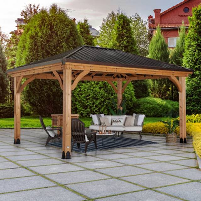 Backyard Discovery Barrington Cedar Patio Gazebo (4.8m x 3.6m), Brown