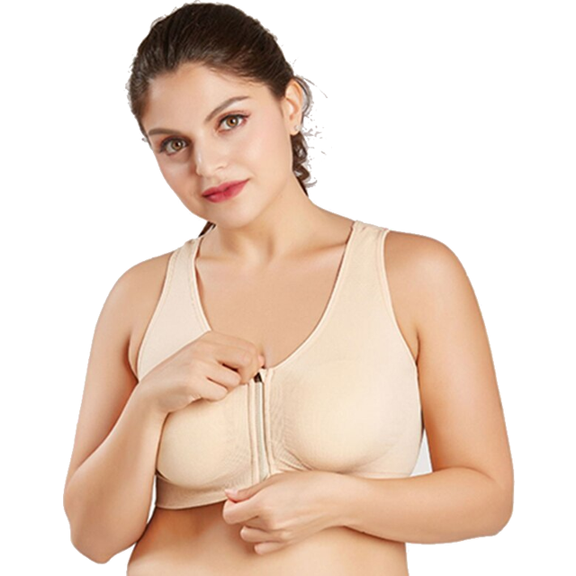 (Skin, XXXL) Trendy Zip Front Racerback Padded High Impact Active Bra Yoga