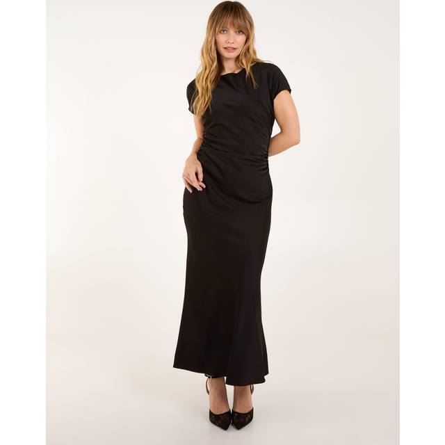 Womens Bias Cut Batwing Slip Dress - Black - M