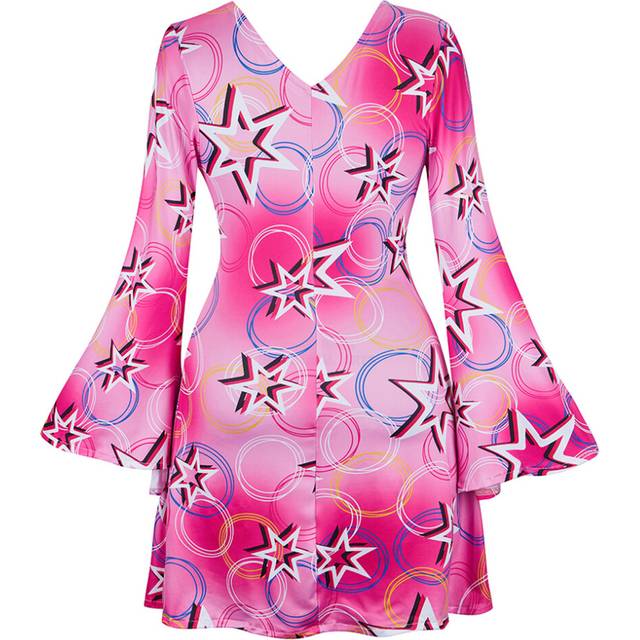 (6721Star Pink, x  x L) Disco Outfit Women 70s Costume Disco Party Dress for Women Rave Clothes