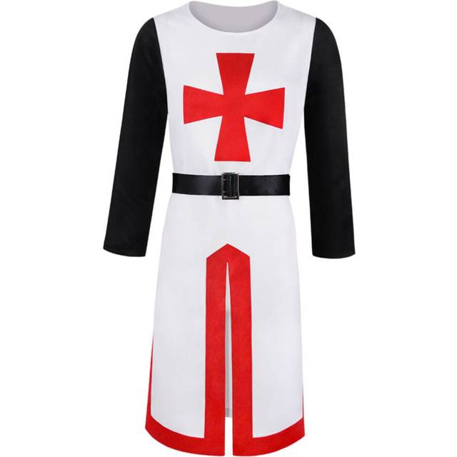 (B4, M) 4XL Medieval Warriors Knight Templar Crusader Costume Adult Men Gown Long