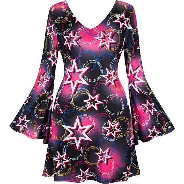 (6721Star Black, x  x  x L) Disco Outfit Women 70s Costume Disco Party Dress for Women Rave Clothes