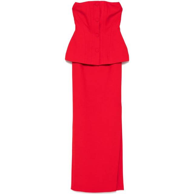 Roland Mouret - strapless crepe maxi dress - women - Viscose/Polyester/Spandex/Elastane/Polyester - 14 - Red